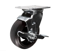 Колесо большегрузное поворотное SCdb 63 150 мм обрезиненное с тормозом РФ Колесо большегрузное поворотное SCdb 63 150 мм обрезиненное с тормозом РФ